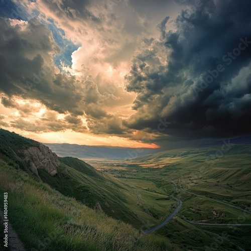 Obraz na płótnie Armenia: Dramatic clouds over stunning landscape. w salonie