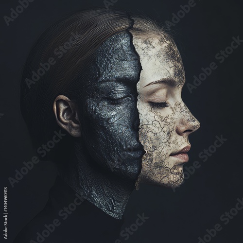 Obraz na płótnie Young woman with a mental disorder and an alter ego. w salonie