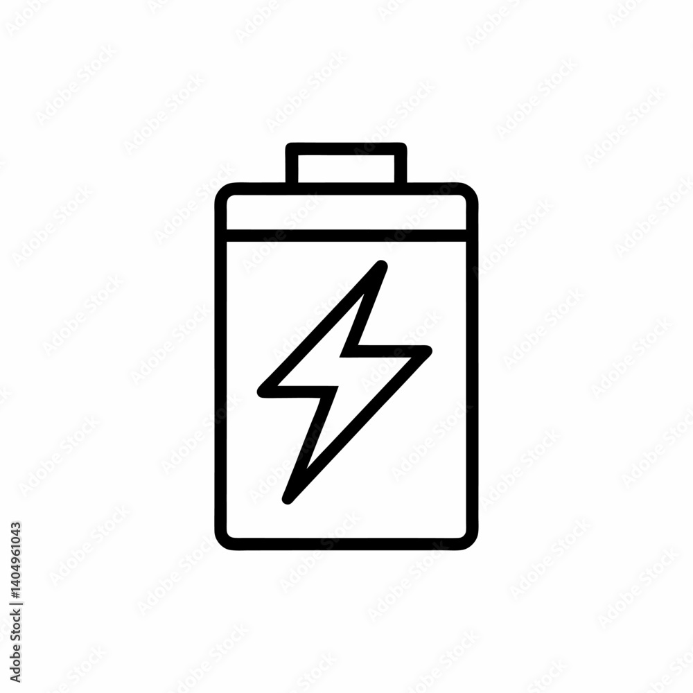 Battery with Lightning Bolt Line Icon Energy Storage Battery with Lightning Bolt Line Icon Energy Storage