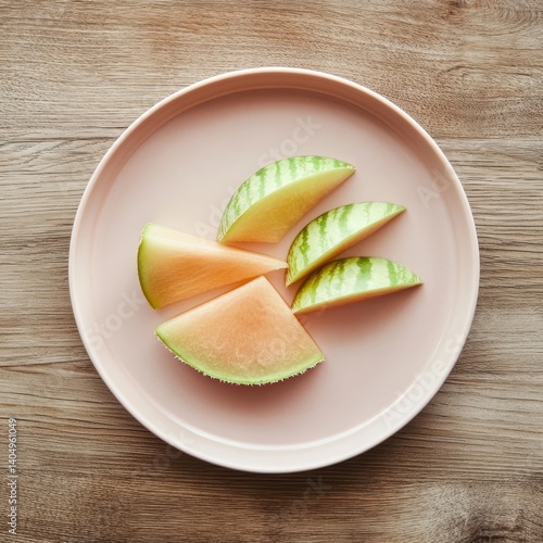 Obraz na płótnie Melon slices on a wooden plate. w salonie