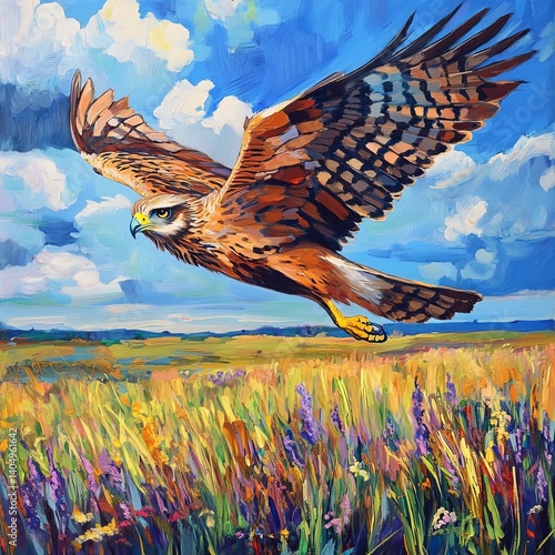 Obraz na płótnie Marsh Harrier, bright meadow. w salonie