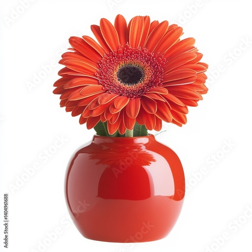 Obraz na płótnie Isolated gerbera, vase, white. w salonie