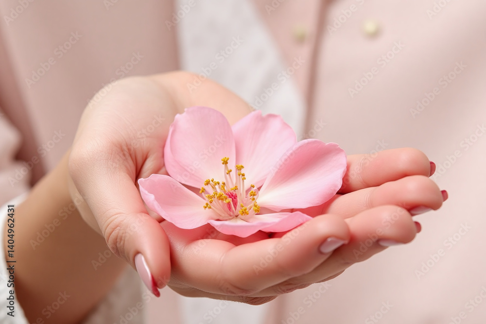 Close-Up Portrait of Beautiful Girl’s Hand with Flower – Feminine Aesthetic Close-Up Portrait of Beautiful Girl’s Hand with Flower – Feminine Aesthetic