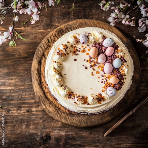 Obraz na płótnie Easter cake, top view. Menu concept. w salonie