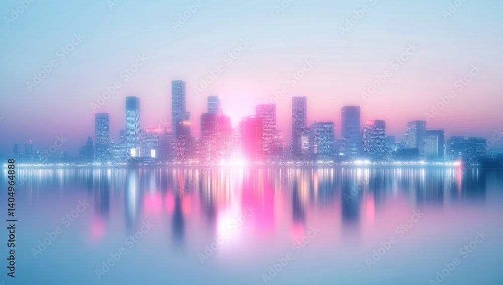 Fototapeta premium City skyline at dawn, soft focus