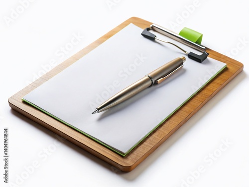 Wallpaper Mural Close-up Macro Shot: Blank White Paper on Horizontal Clipboard with Pen Torontodigital.ca