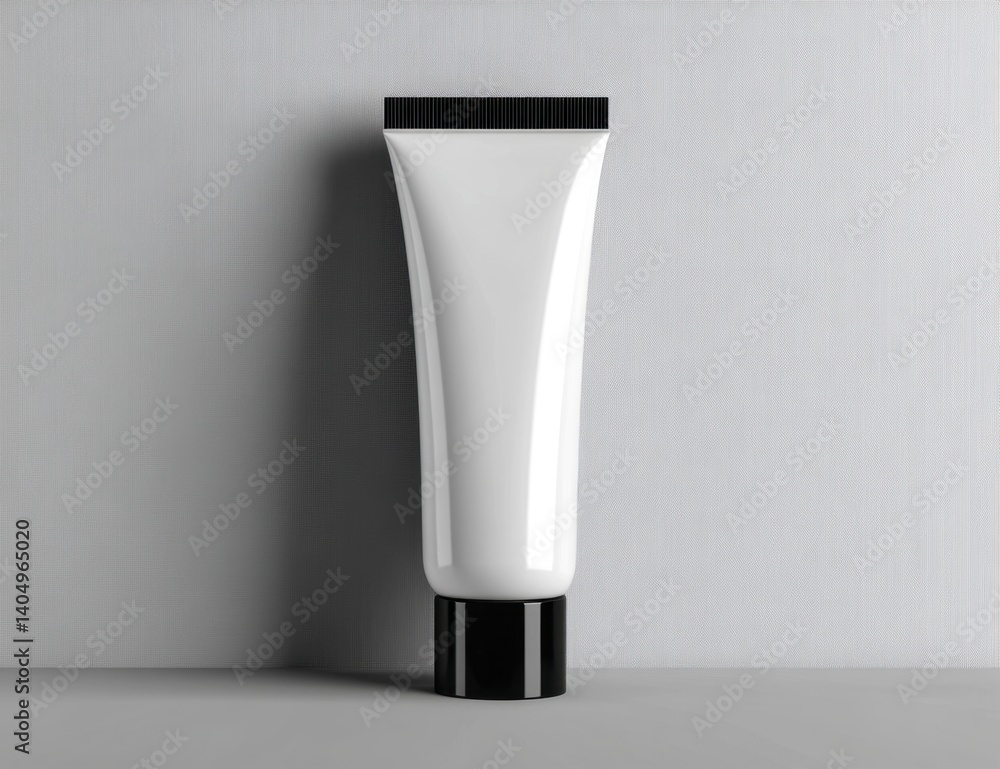 Cosmetic Cream Tube Mockup with White Container and Black Cap Cosmetic Cream Tube Mockup with White Container and Black Cap