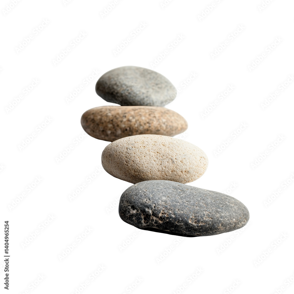 Collection of smooth pebbles arranged in a line on a Transparent background showcasing natural textures and colors, Pebbles isolated on PNG background Collection of smooth pebbles arranged in a line on a Transparent background showcasing natural textures and colors, Pebbles isolated on PNG background