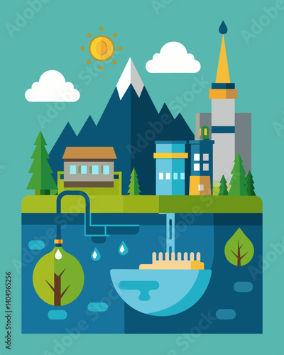 In order to meet regulatory requirements a thorough environmental impact assessment was conducted on a proposed fracking project evaluating the potential impact on water resources. Vector illustration