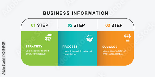 3 step infographic layout. modern design template information graphic. Banner presentation with icons and columns colorful