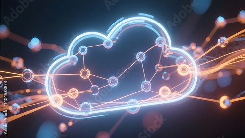 Wallpaper Mural Abstract cloud computing with glowing connections and icons, symbolizing modern digital innovation and seamless data flow Torontodigital.ca