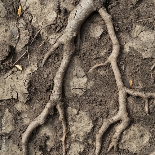 Obraz na płótnie Abstract ground with roots and plant debris. w salonie