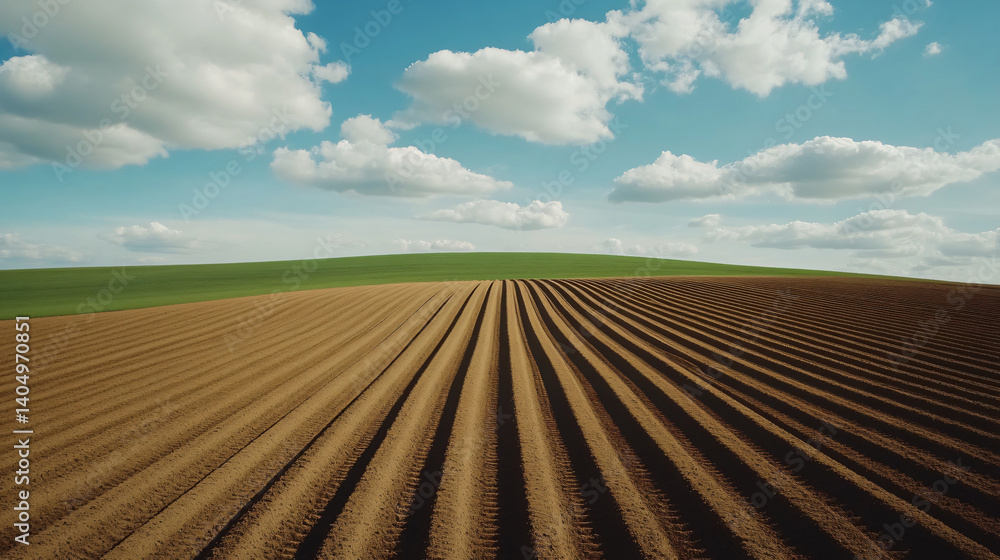 Serene Symmetry of Cultivated Fields Under a Breathtaking Spring Sky A Panorama of Agricultural Serene Symmetry of Cultivated Fields Under a Breathtaking Spring Sky A Panorama of Agricultural