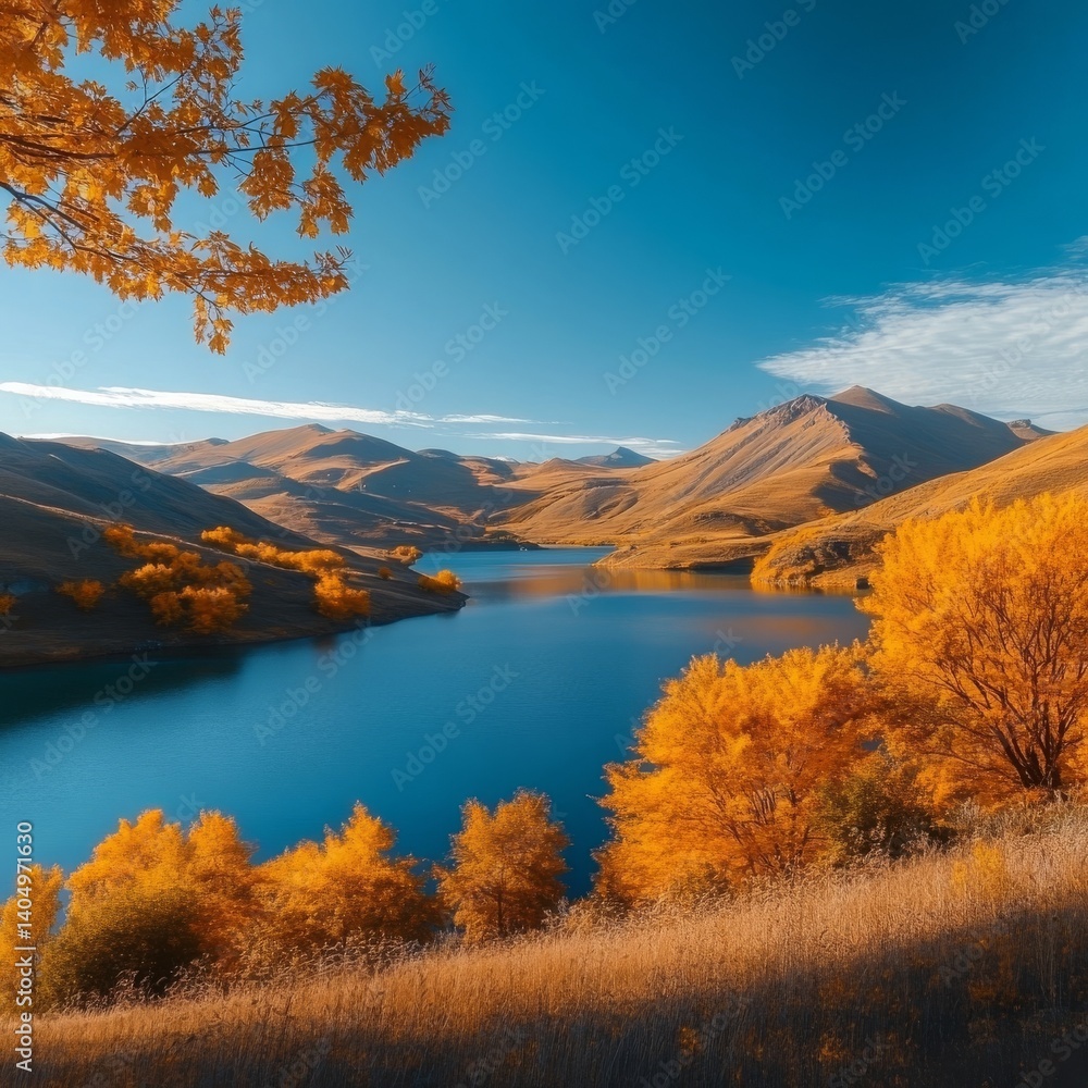 Beautiful fall view of Armenia's Tsover lake.