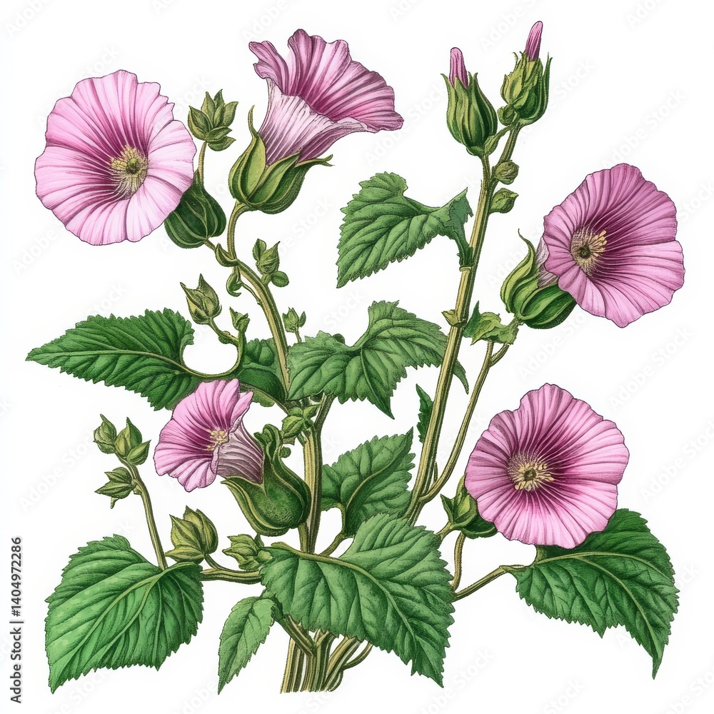 Marsh Mallow: Garden medicinal herb.
