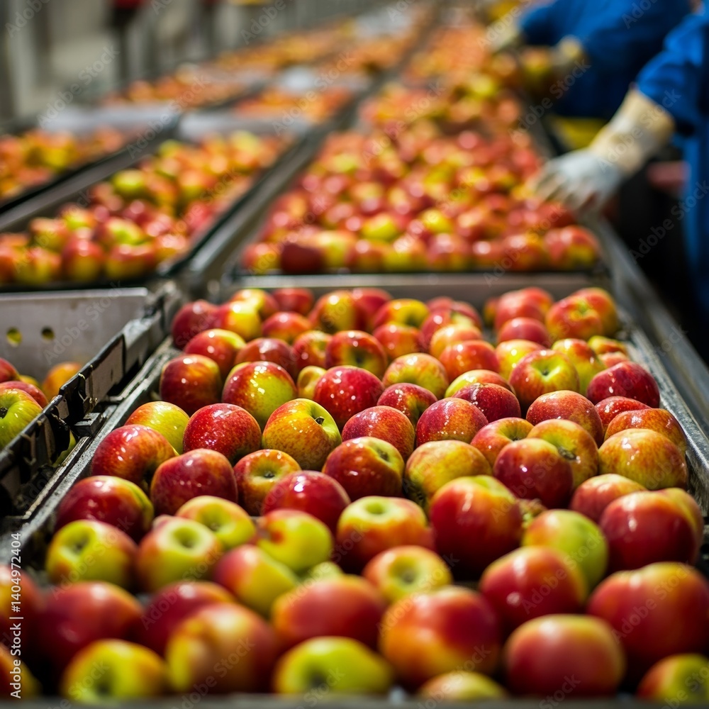 Apples graded at a fruit packing plant.