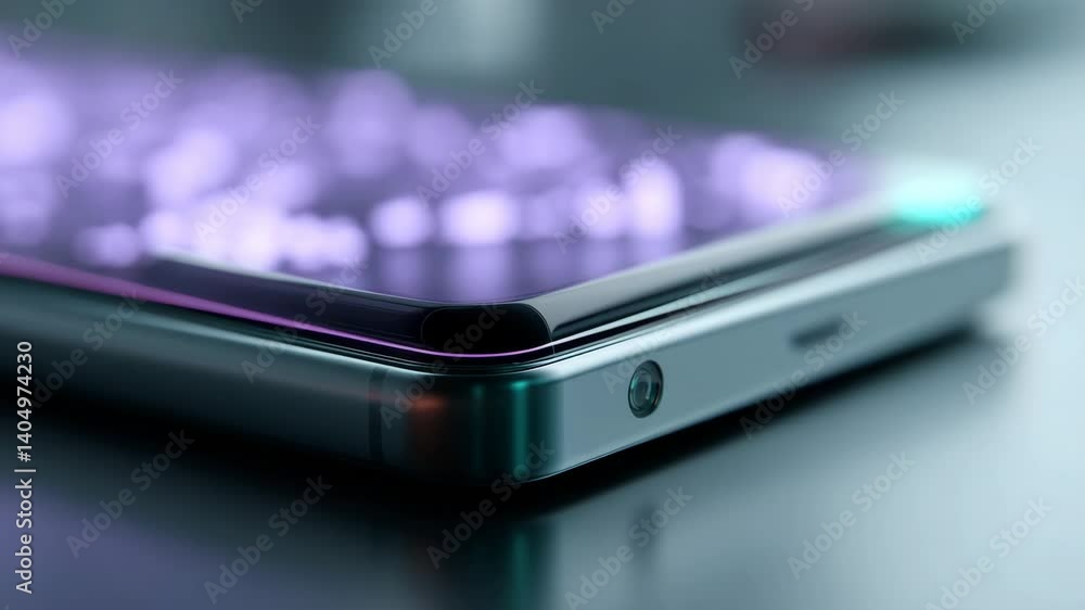 Cutting-edge smart device with futuristic holographic touchscreen Cutting-edge smart device with futuristic holographic touchscreen