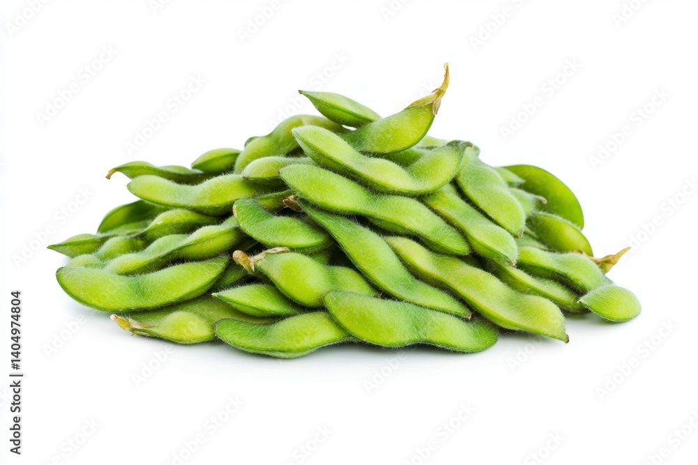 Edamame Pod Pile on White Background Macro Studio Shot Edamame Pod Pile on White Background Macro Studio Shot