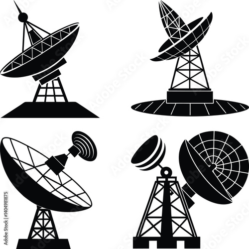 Satellite Communication System silhouette vector