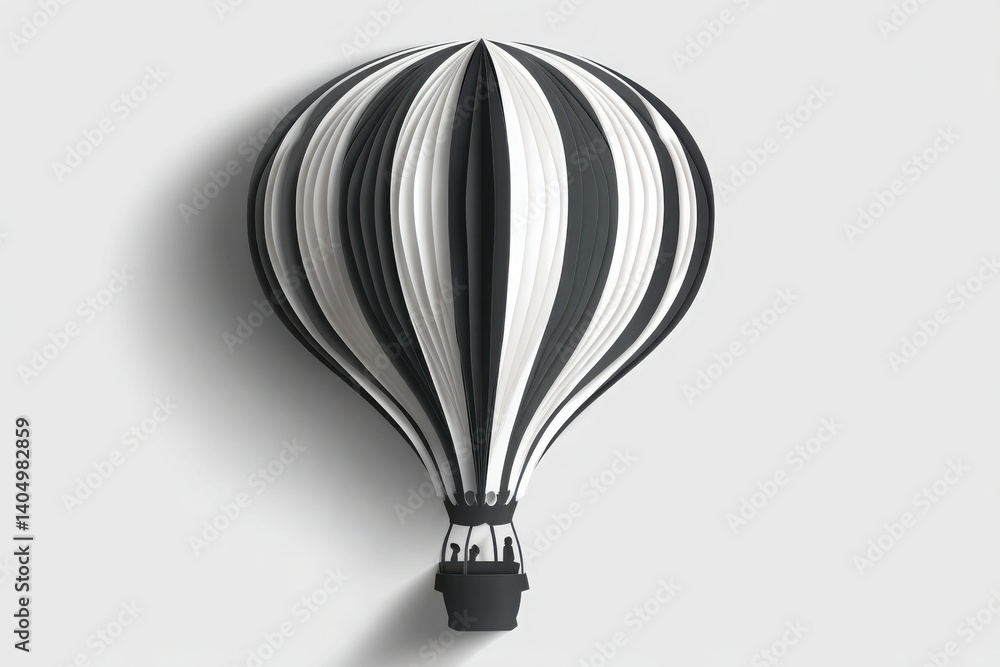 Obraz premium Black and White Hot Air Balloon in Minimalist Style 