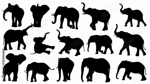 set of kangaroo silhouette vector