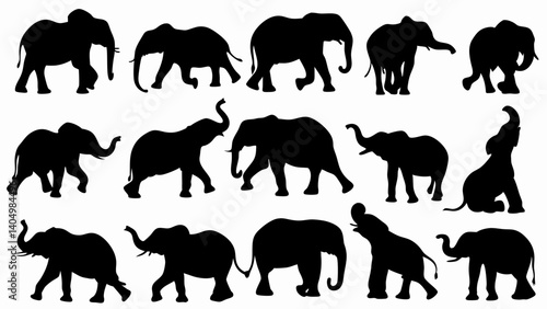 set of kangaroo silhouette vector