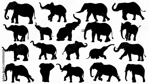 set of kangaroo silhouette vector