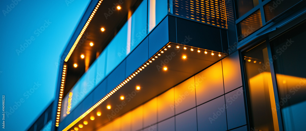 Obraz premium A close-up of architectural lighting on a building