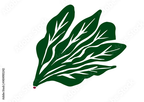 レトロな手描きの野菜のイラスト。ほうれん草