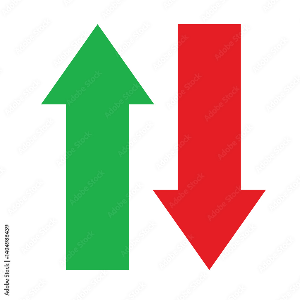 Up and down arrows representing growth and decline
