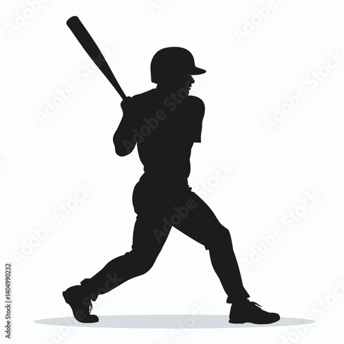 A silhouette of a baseball batter, caught mid-swing, demonstrating form and power with determination.