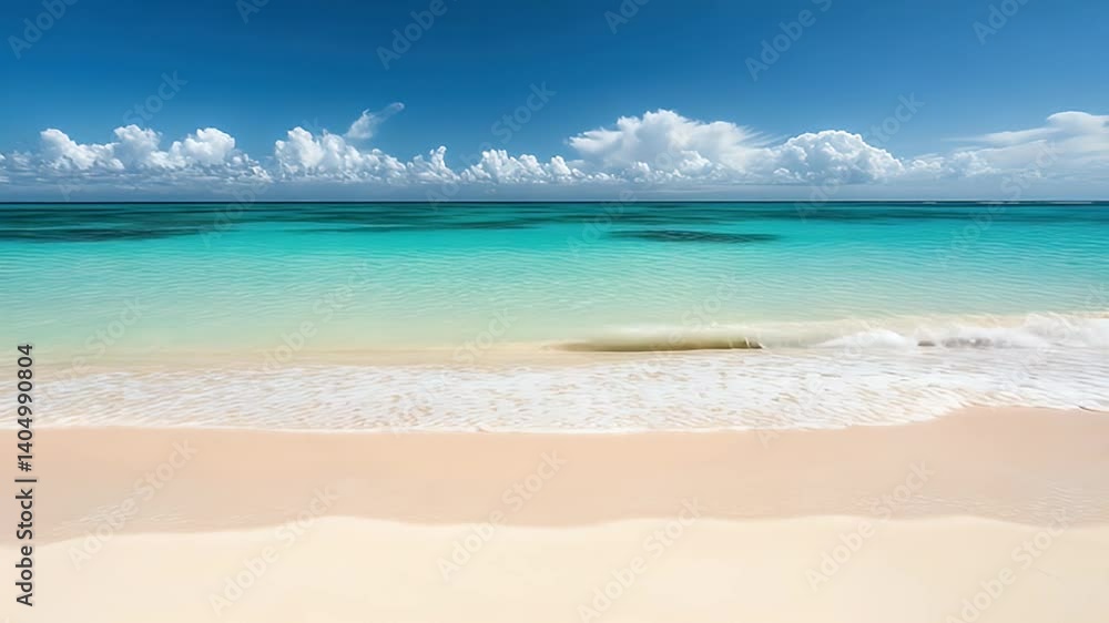 Serene Tropical Beach with Calm Waters and Blue Sky Serene Tropical Beach with Calm Waters and Blue Sky