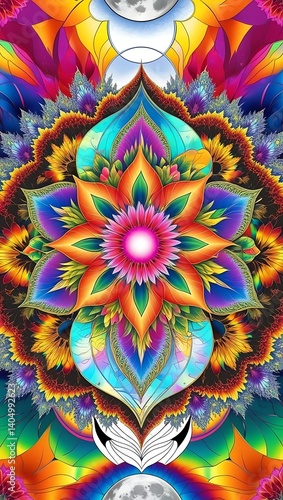 Celestial Bloom Mandala Lotus Flower Visionary Art