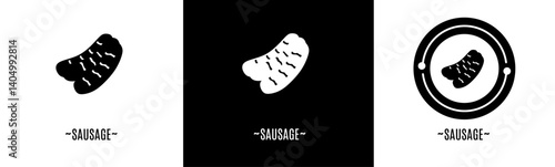 Sausage logo set. Collection of black and white logos. Stock vector.
