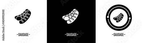 Sausage logo set. Collection of black and white logos. Stock vector.