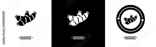 Sausage logo set. Collection of black and white logos. Stock vector.