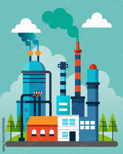 Industrial factories are required to install proper filtration systems to reduce air pollutants and comply with emissions regulations set by the government.. Vector illustration