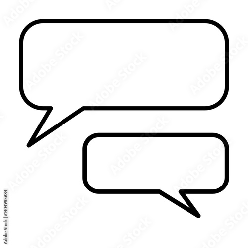 Two overlapping speech bubbles with black outlines on transparent background