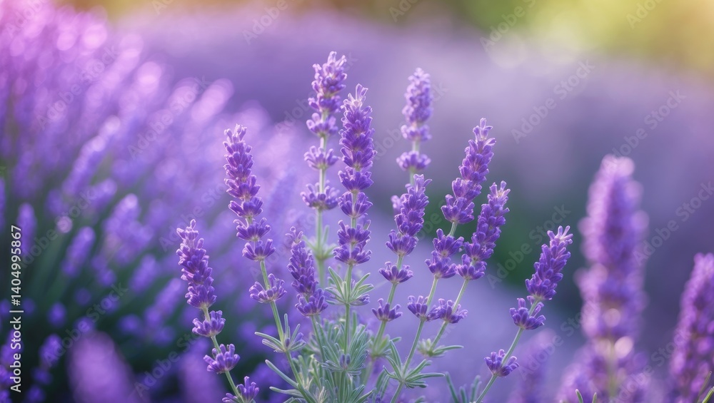 Naklejka premium Nature's Purple Symphony: Lavender Blooms in the Wild