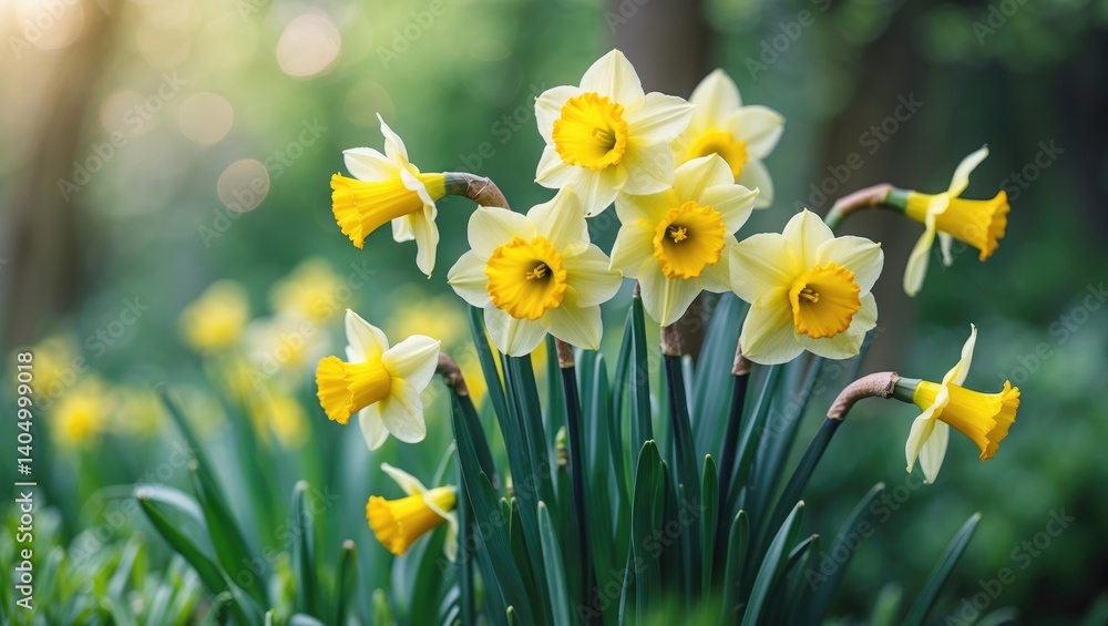 Fresh daffodils are flowering.