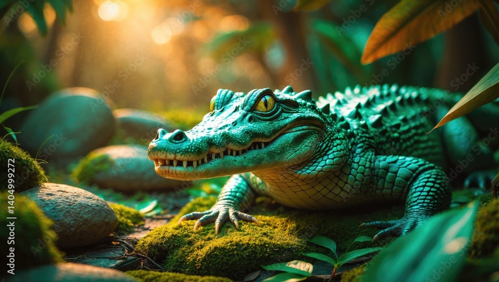 Obraz premium The Irian crocodile is a diminutive species of crocodile that inhabits an island.