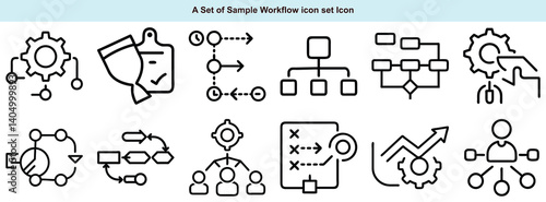 Workflow Icons Vector Set: Process, Management, Automation Graphics
