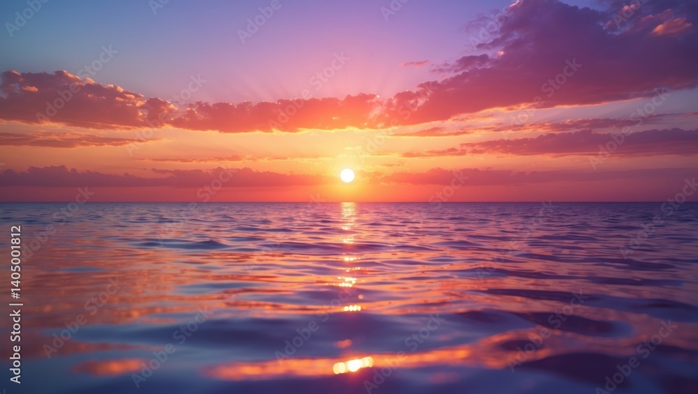 Sunset Sky Clouds over Sea with Horizon Background in Evening Summer Landscape Sunset Sky Clouds over Sea with Horizon Background in Evening Summer Landscape