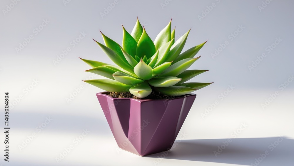 A simple arrangement of echeveria succulents in a concrete pot. Set against a white backdrop. Color contrast.