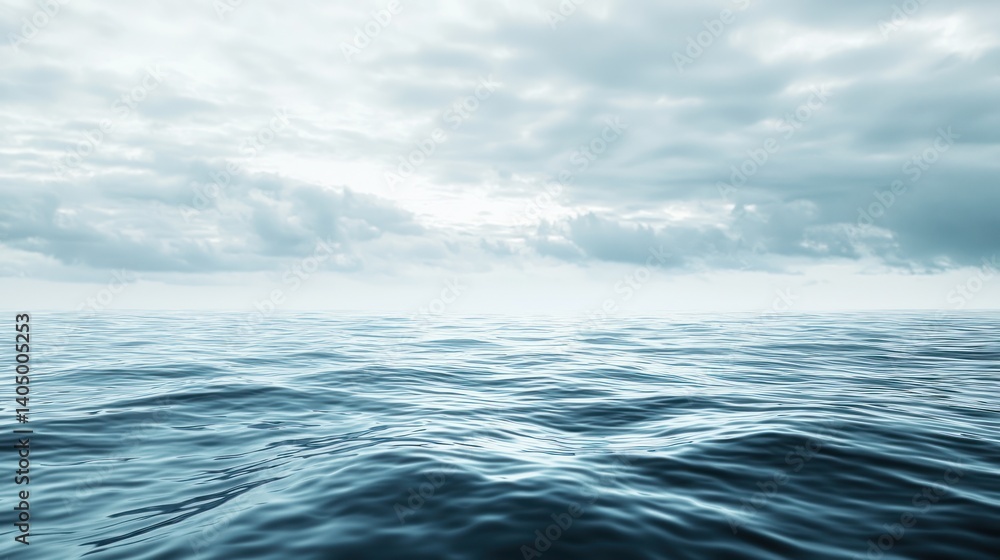 Fototapeta premium Ocean Serenity: A Tranquil Seascape Under a Cloudy Sky
