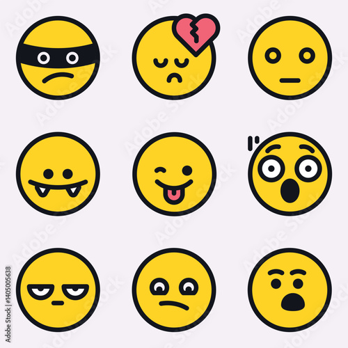 Flat Emoji Faces – Emotions Icon Set