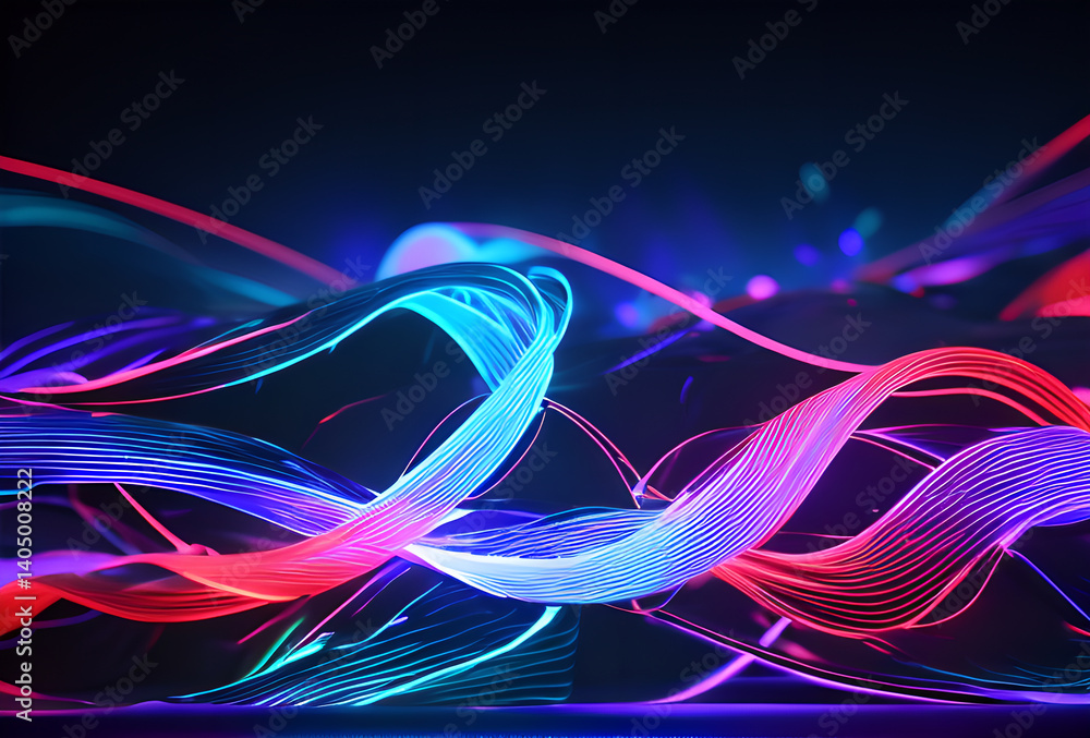 Naklejka premium Rainbow colored waves, different colored waves, purple waves, shining waves, beautiful waves,high quality,generative ai