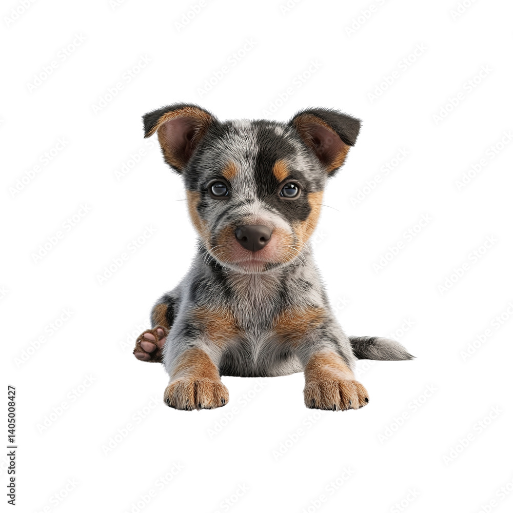 Adorable Blue Heeler Puppy Lying Down, Looking at Camera Adorable Blue Heeler Puppy Lying Down, Looking at Camera