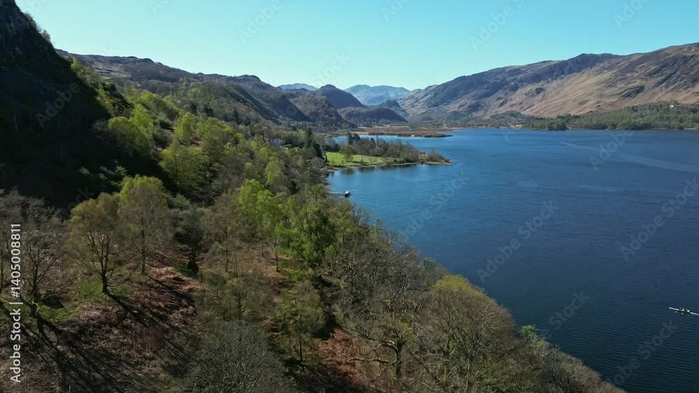 Aerial video at Derwent Water, Lake District, England, UK Aerial video at Derwent Water, Lake District, England, UK