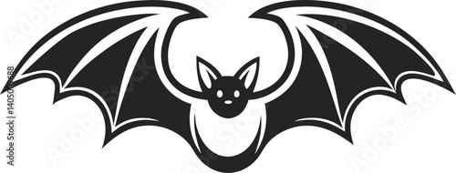 Stylized Bat Silhouette with Outstretched Wings